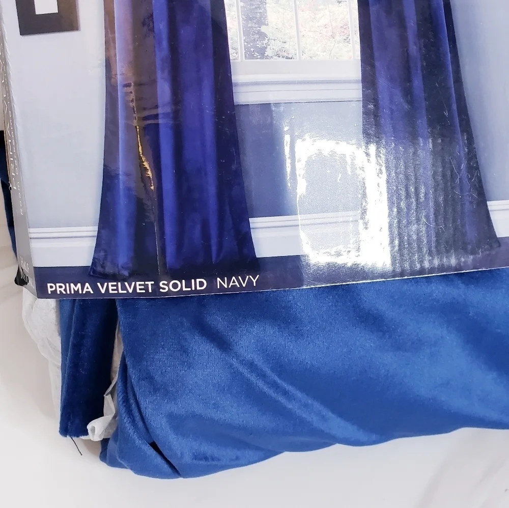 Prima Two Panel Velvet Darkening Insulated Window Curtains Navy Blue 38